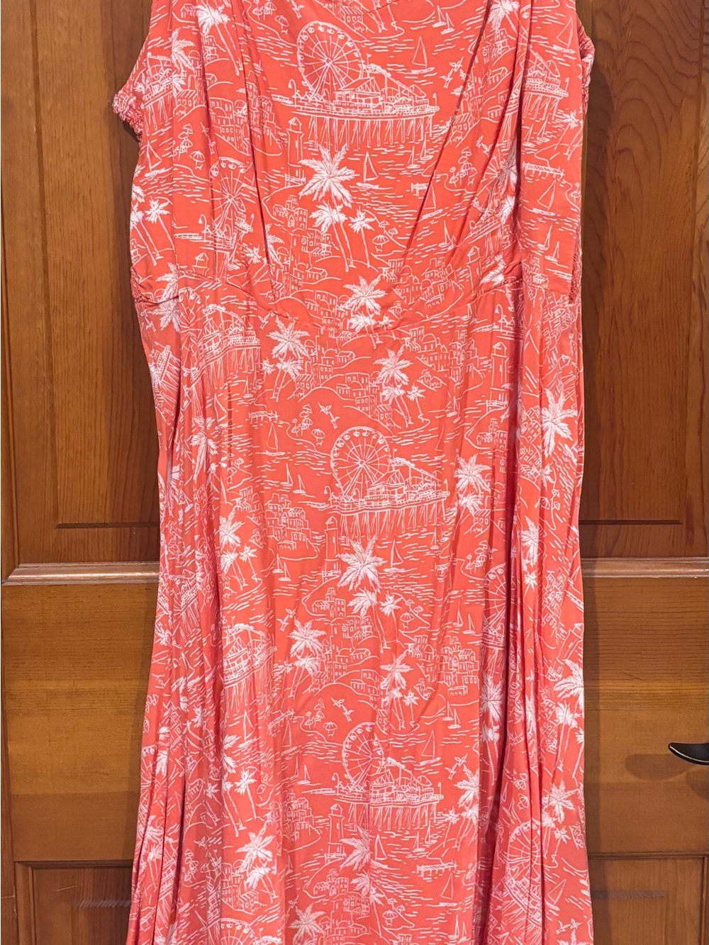 Old Navy Coral and White Printed Maxi Skirt